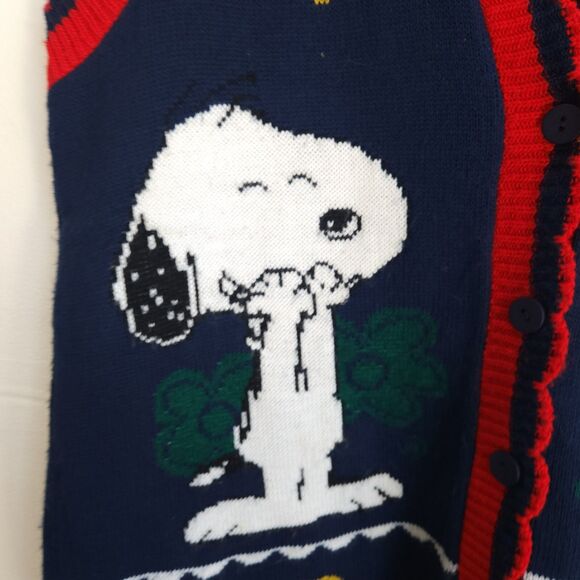 Vintage Snoopy & Friends Peanuts Sweater Vest Women's M Floral Knit Cardigan 90s - Picture 7 of 9